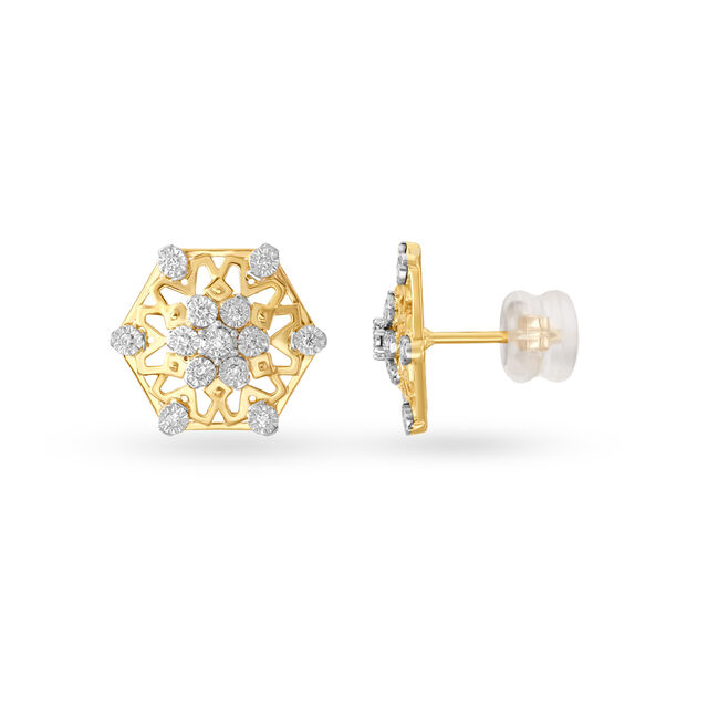 18KT Yellow-White Gold Ear Studs To Magnify Your Beauty,,hi-res 2