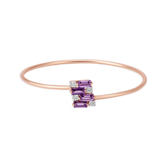 18KT Rose Gold Four-Stone Bangle To Glam Your Everyday 