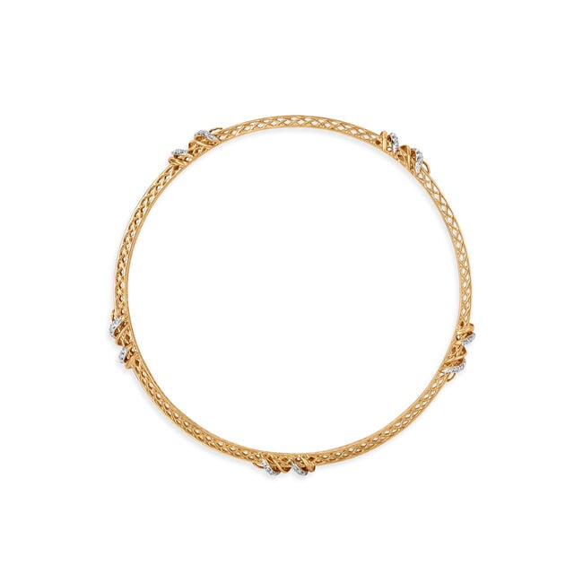 18KT Stunning Diamond Bangle with Gold Jaali patterns 2