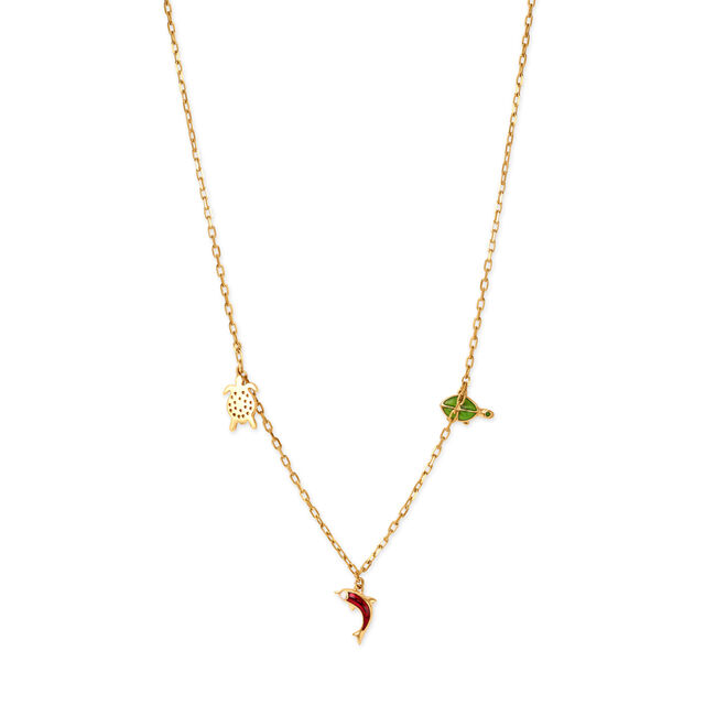 18KT Cutesy Gold Chains with Fun Charms 