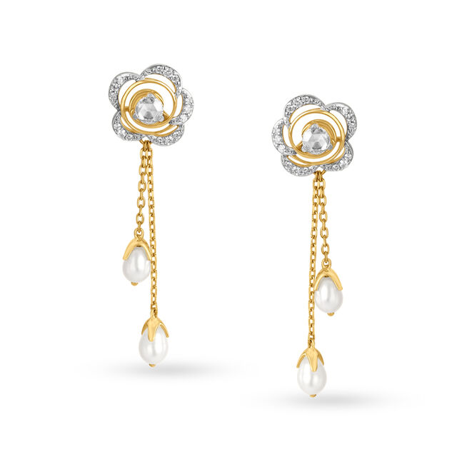 Beautiful 18kt Yellow Gold & Diamond Drop Earrings,,hi-res 2