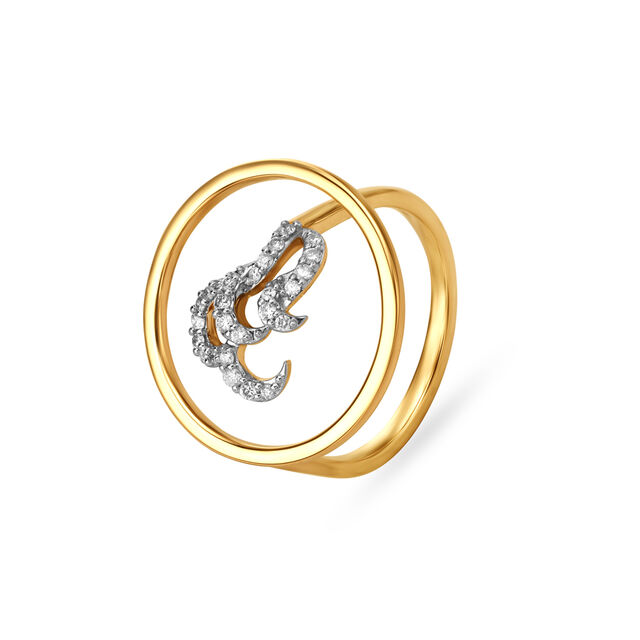 18kt Yellow Gold Finger Ring With Ripples 