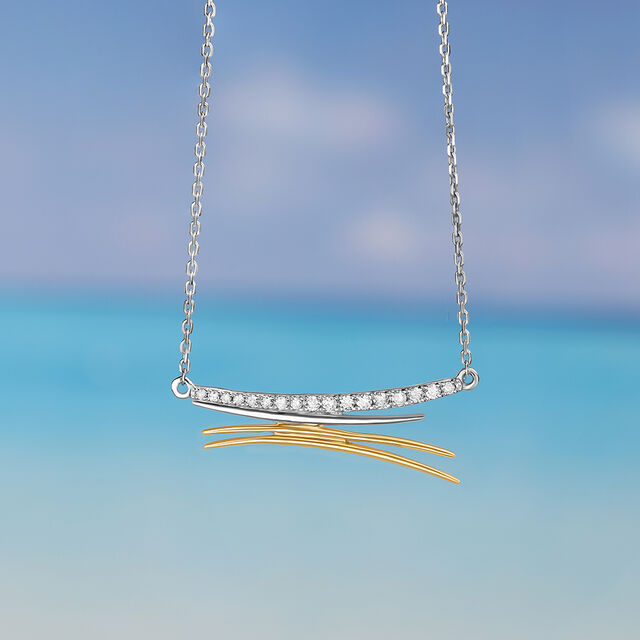 18KT Yellow-White Gold & Diamond Necklace - Stroke Of Elegance,,hi-res 