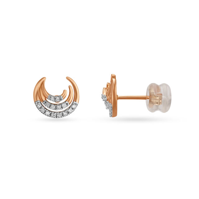 18kt Rose Gold Crescent Moon Stud Earrings,,hi-res 