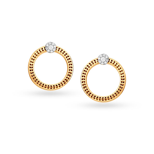 18 Karat Yellow Gold Elegant Abstract Diamond Stud Earrings,,hi-res 
