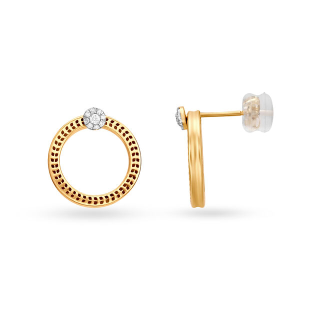 18 Karat Yellow Gold Elegant Abstract Diamond Stud Earrings,,hi-res 2