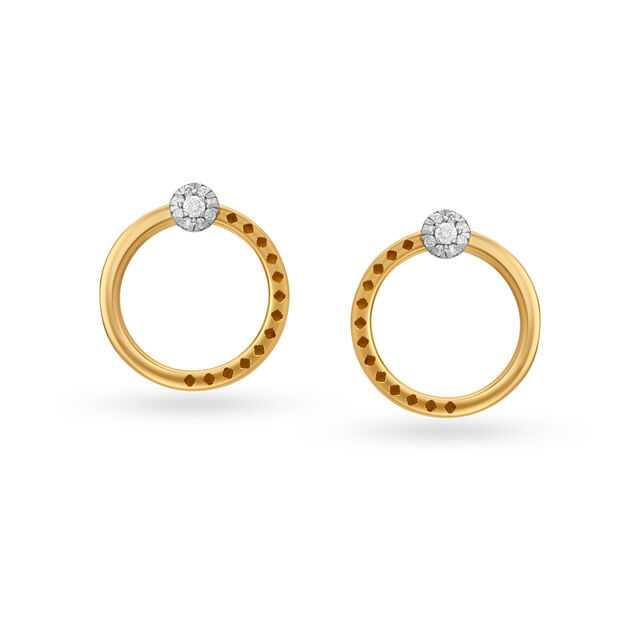 18 Karat Yellow Gold Abstract Dainty Diamond Stud Earrings,,hi-res 