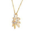 18 KT Yellow Gold Fluttering Leaves Diamond Pendant,,hi-res 3