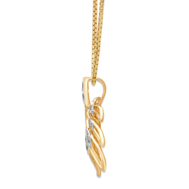 18 KT Yellow Gold Fluttering Leaves Diamond Pendant,,hi-res 4