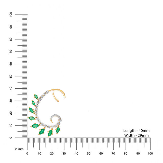 18 Kt Yellow Gold Whimsical Tendrils Emerald Stud Earrings 4