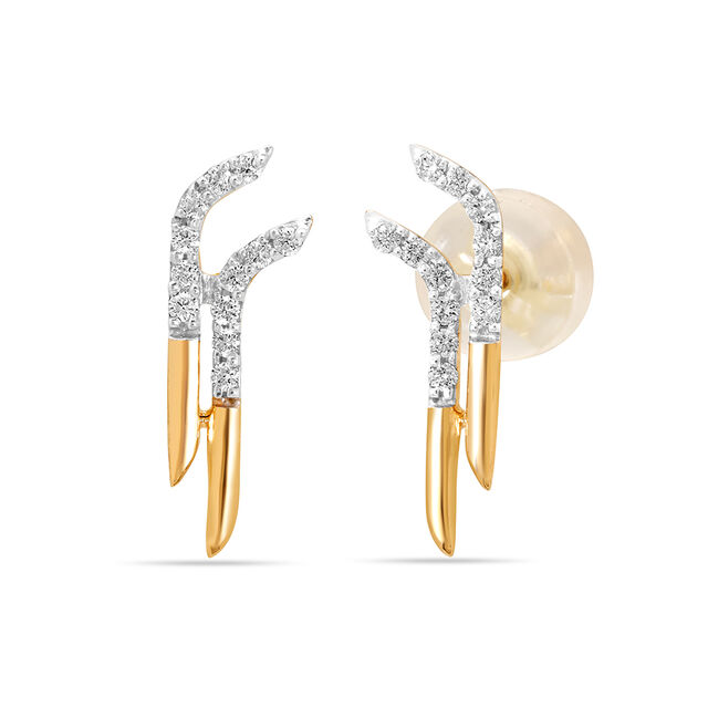 18 Kt Yellow Gold Radiant Arboreal Beauty Stud Earrings,,hi-res 3