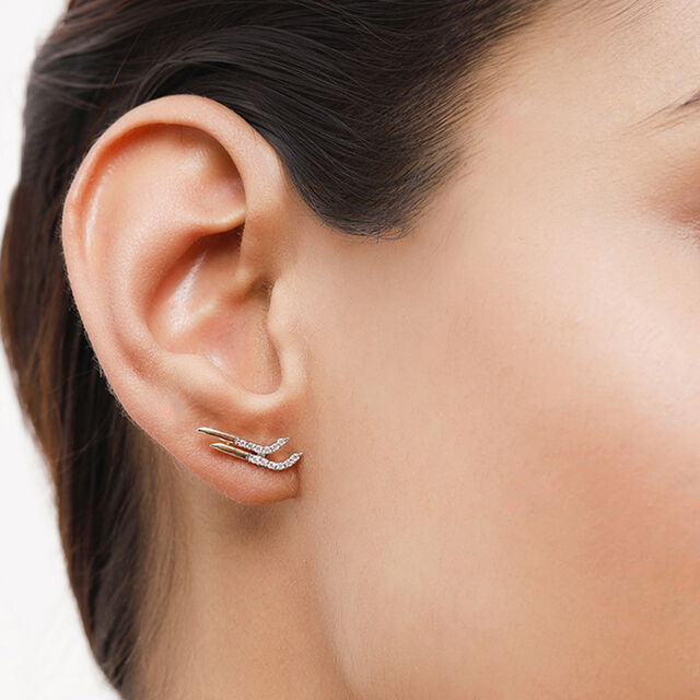 18 Kt Yellow Gold Radiant Arboreal Beauty Stud Earrings,,hi-res 4