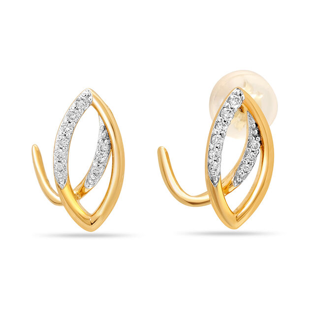 18 Kr Yellow Gold Leafy Coolness Diamond Stud Earrings,,hi-res 3
