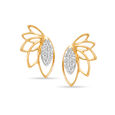 18 Kt Yellow Gold Delightful Leafy Flutter Diamond Stud Earrings,,hi-res 2