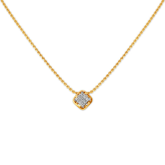 14KT Yellow Gold Geometric Pendant with Chain 