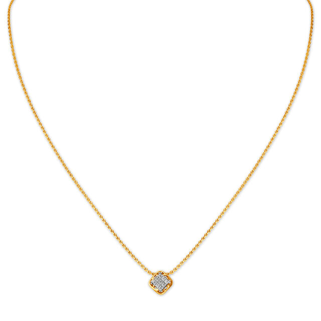 14KT Yellow Gold Geometric Pendant with Chain 2
