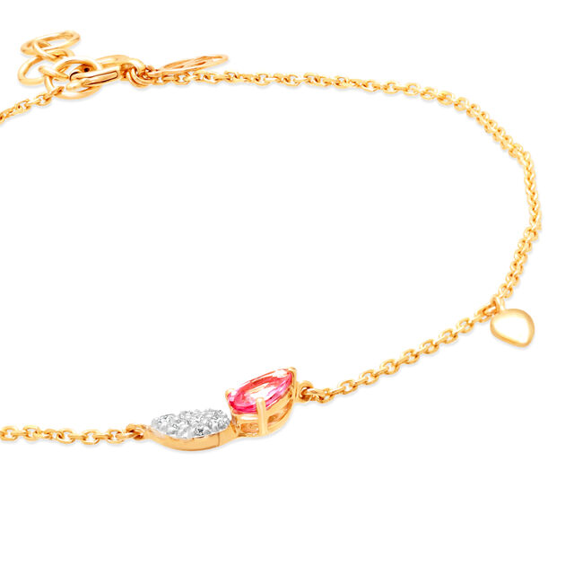 18 KT Yellow Gold Romantic Drops Pink Sapphire and Diamond Bracelet 2