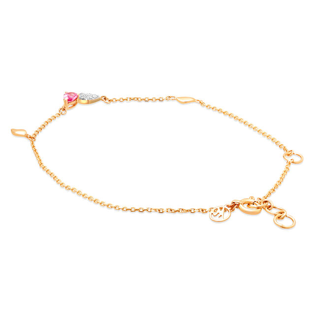 18 KT Yellow Gold Romantic Drops Pink Sapphire and Diamond Bracelet 4