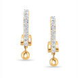 18 KT Yellow And White Gold Flaming Diamond Drop Earrings,,hi-res 