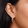 18 KT Yellow And White Gold Flaming Diamond Drop Earrings,,hi-res 3