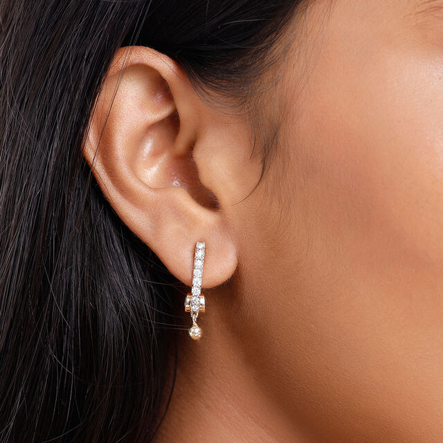 18 KT Yellow And White Gold Flaming Diamond Drop Earrings,,hi-res 3