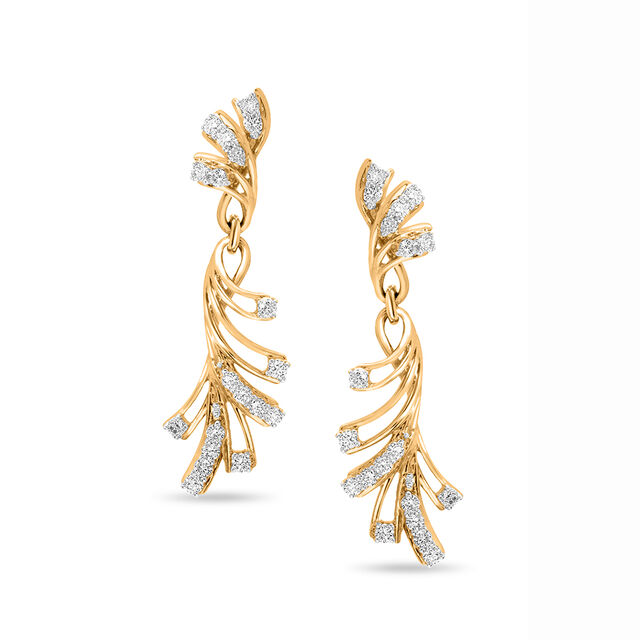 18 KT Yellow Gold Nature Inspired drop Earrings,,hi-res 
