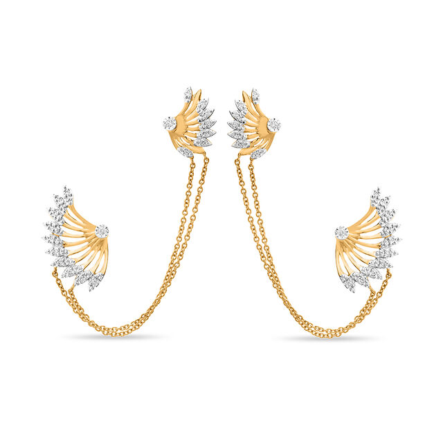18 KT Yellow Gold Charmed Ear Cuffs,,hi-res 