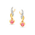 18 KT Yellow Gold Sparkling Pair Diamond and Pink Sapphire Drop Earrings,,hi-res 