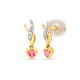 18 KT Yellow Gold Sparkling Pair Diamond and Pink Sapphire Drop Earrings,,hi-res 2