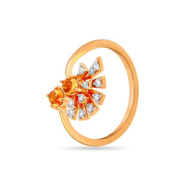 18 KT Rose Gold Amber Dandelions Ring 