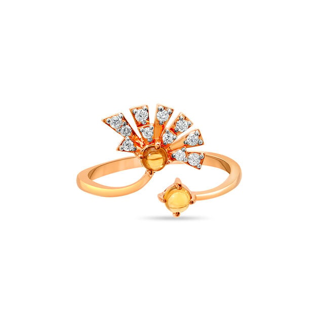 18 KT Rose Gold Amber Dandelions Ring 2