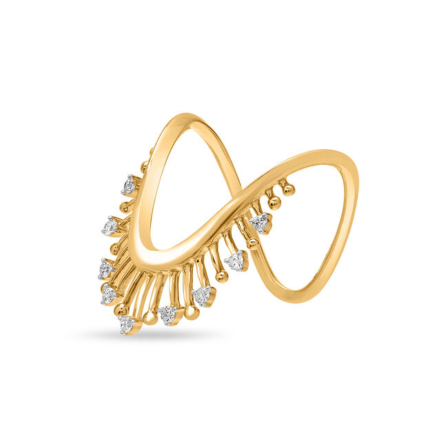 18 KT Yellow Gold Diamond Wing Ring 2