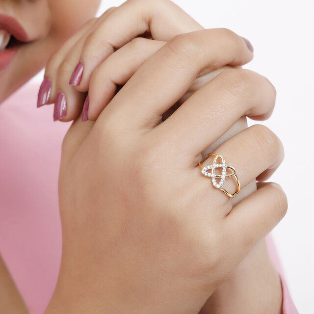 18 KT Yellow Gold Entwined Hearts Diamond Ring 3
