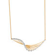 18 KT Yellow Gold Wave Diamond Necklace,,hi-res 