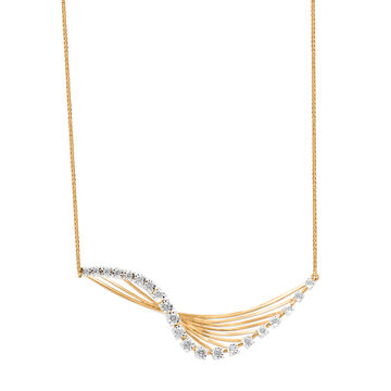 18 KT Yellow Gold Wave Diamond Necklace
