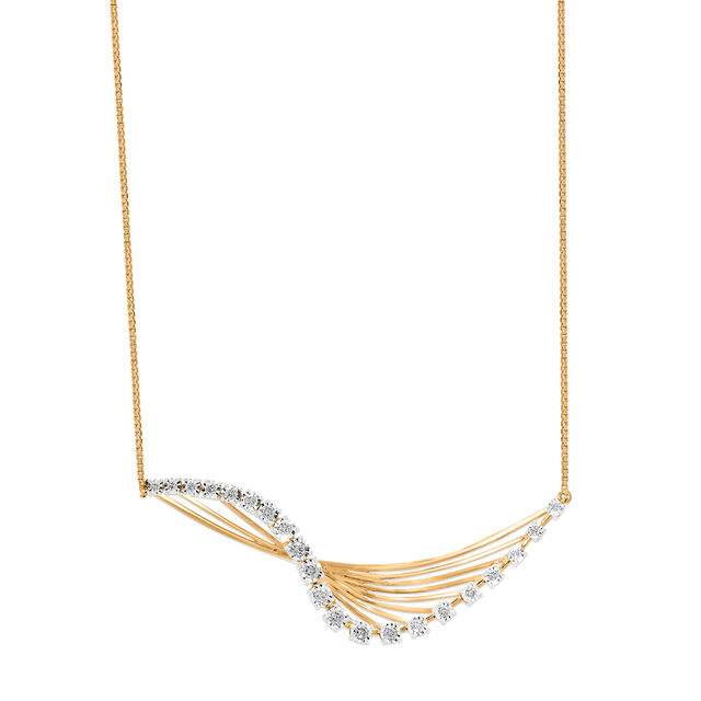 18 KT Yellow Gold Wave Diamond Necklace,,hi-res 