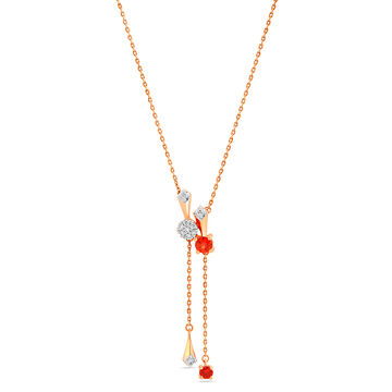 18 KT Rose Gold Slender Tassels Necklace