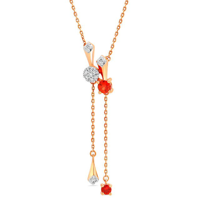 18 KT Rose Gold Slender Tassels Necklace 2