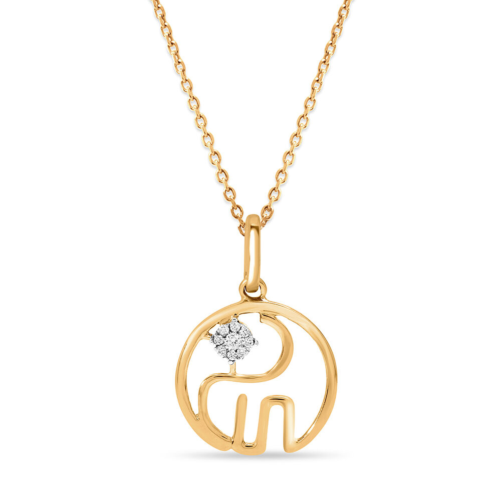 Buy 18 KT Yellow And White Gold Elephant Diamond Pendant at Best Price Tanishq UAE