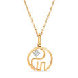 18 KT Yellow And White Gold Elephant Diamond Pendant,,hi-res 