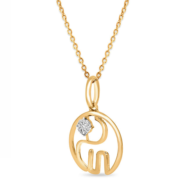 18 KT Yellow And White Gold Elephant Diamond Pendant,,hi-res 2