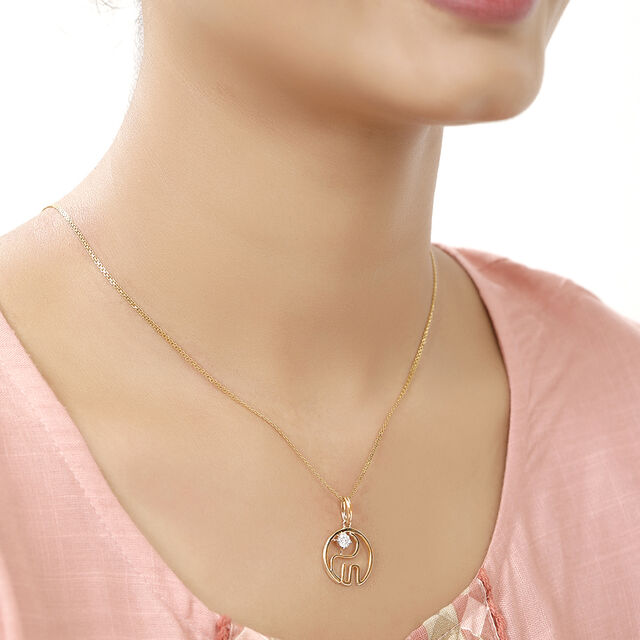 18 KT Yellow And White Gold Elephant Diamond Pendant,,hi-res 3