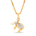 18KT Yellow Gold Elephant Diamond Pendant 