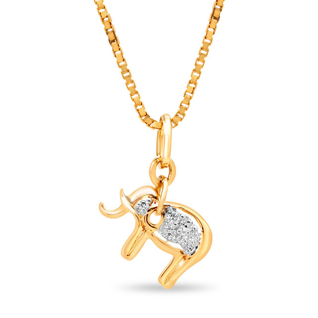 18KT Yellow Gold Elephant Diamond Pendant 