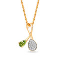 18 KT Yellow Gold Verdant Romance Diamond and Green Tourmaline Pendant,,hi-res 