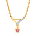 18 KT Yellow Gold Sparkling Pair Diamond and Pink Sapphire Pendant,,hi-res 