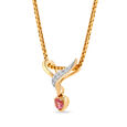 18 KT Yellow Gold Sparkling Pair Diamond and Pink Sapphire Pendant,,hi-res 2
