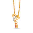 18 KT Yellow Gold Sparkling Pair Diamond and Pink Sapphire Pendant,,hi-res 5