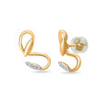 18 KT Yellow Gold Swirl Diamond Stud Earrings,,hi-res 2