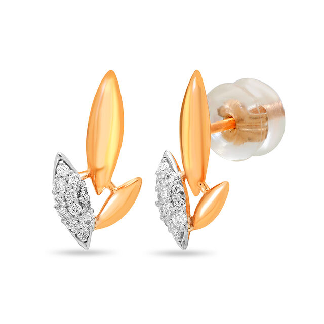 18 KT Rose Gold Little Leaves Stud Earrings,,hi-res 2